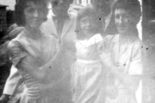 455: John Norman with his grown children l-r Mary Ellen Norman, Fred Norman, and Anna (Norman) Kerrivan,  with Anna's daughter Betty Kerrivan in front. (1961) [courtesy of Betty Kerrivan]  - John son of Frederick Norman &amp;amp; Mary Ellen Martin, married Mary Farget; Anna married Francis  Kerrivan
